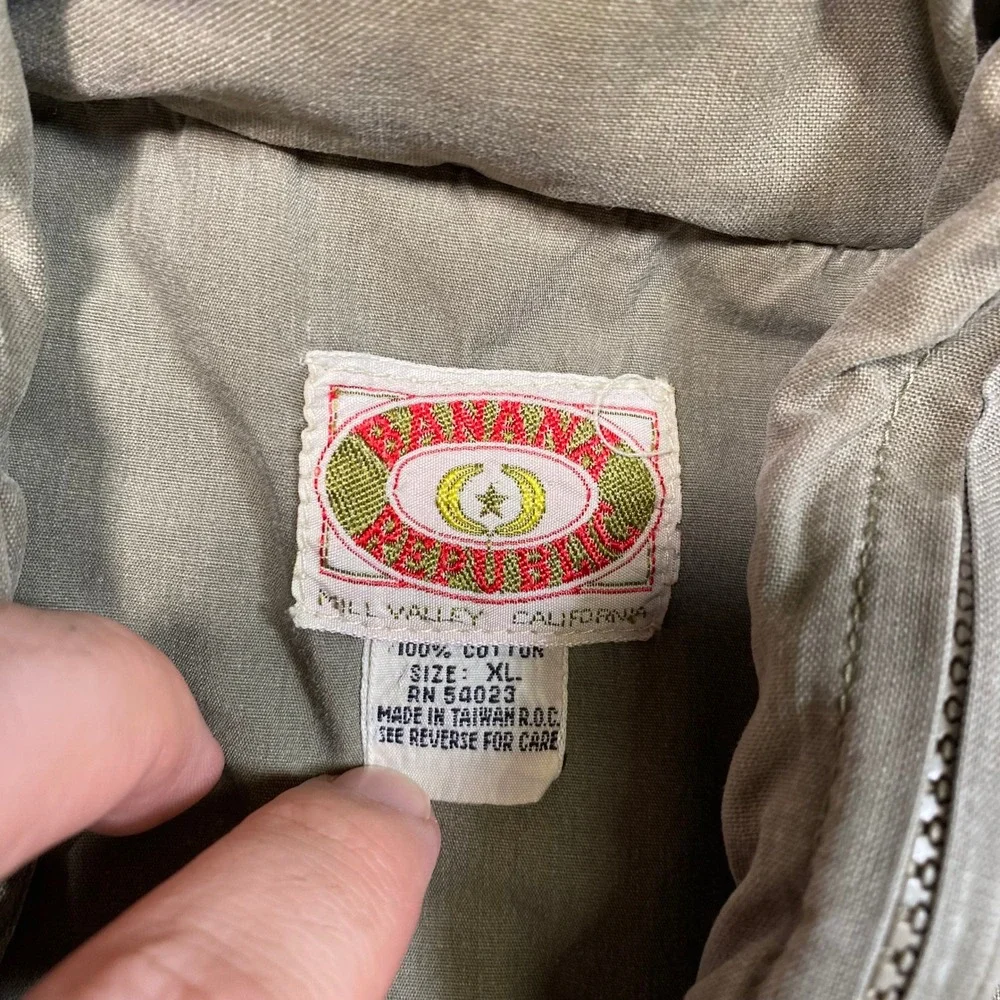 Vintage Banana Republic Mill Valley Safari Vest Mens XL Tan Cotton Utility 80s